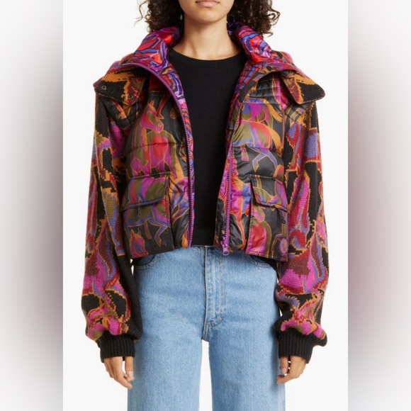 NWT $310 FARM Rio Wild Horses Reversible Mixed Media Jacket in Medium! - Picture 1 of 7